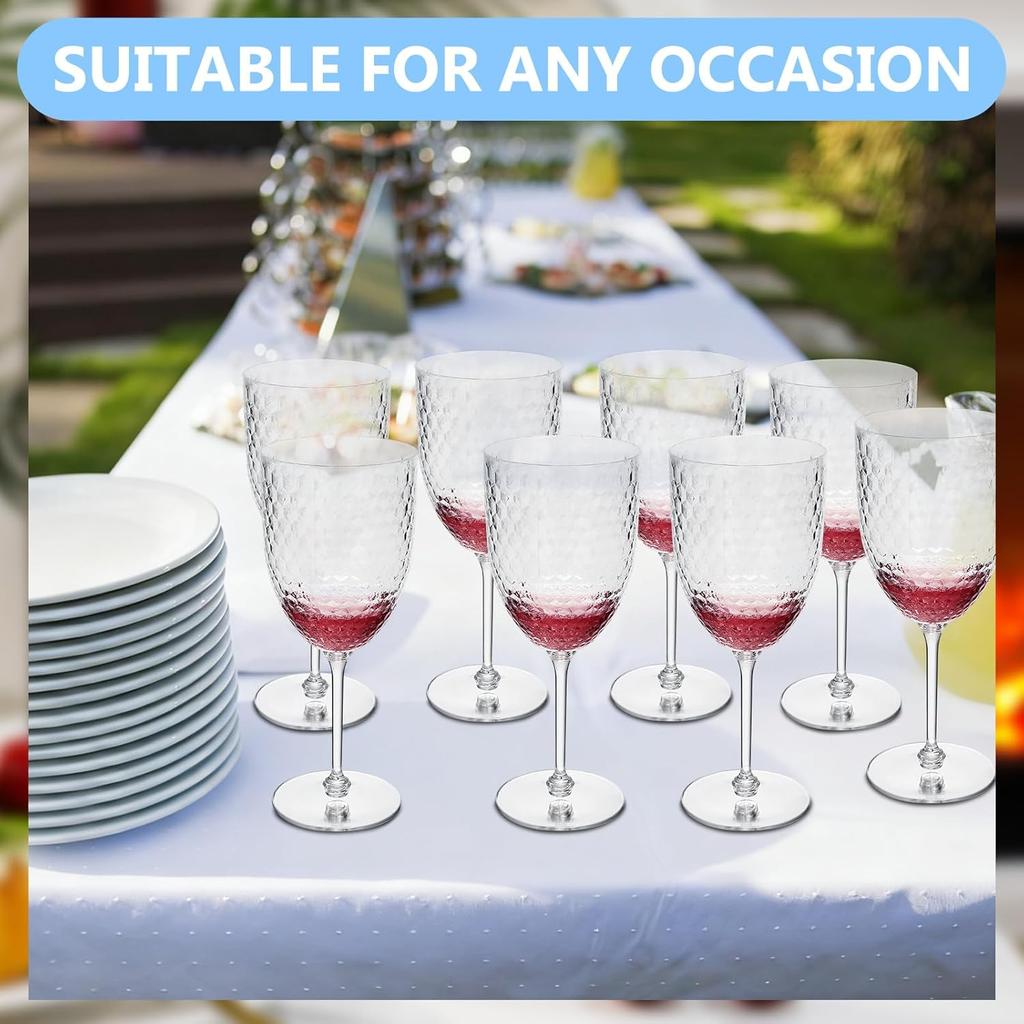 24 Pcs 13oz Reusable Plastic Wine Glasses, Detachable Stem Champagne Flutes, Crystal Pink Goblets for Wedding, Christmas Party,