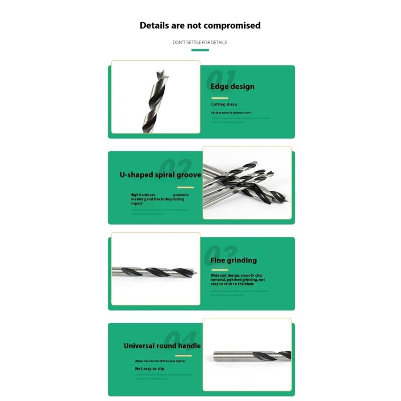 15Pcs Professional Woodworking Drill Bits Multiple Size Helical Tip For Precise Wood Drilling Cabinet Making & Doweling
