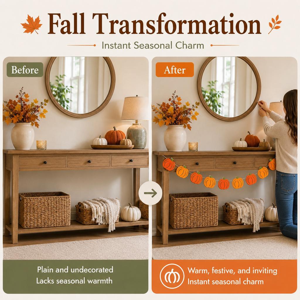 Halloween Pumpkin Garland Thanksgiving Double Layer Wreath Hanging Decor