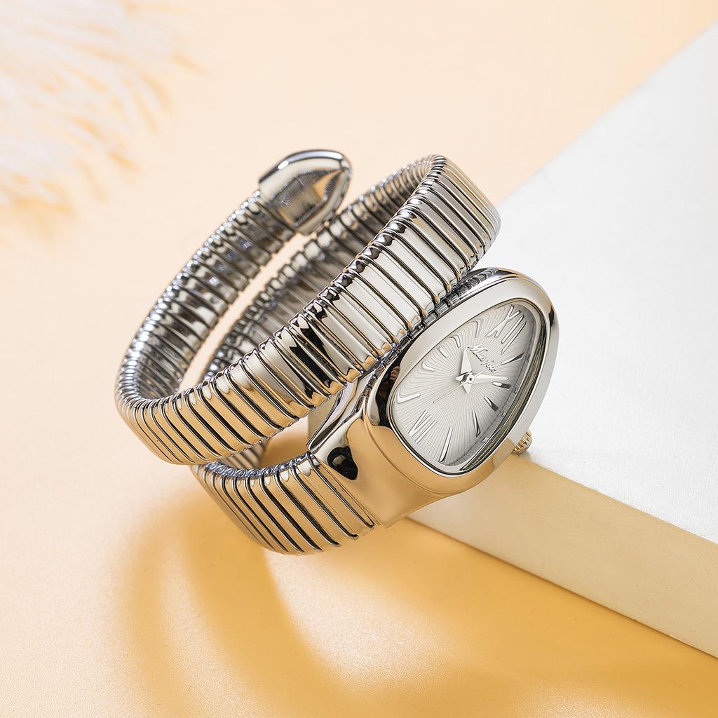 MISSFOX Classic Snake Shape Watch for Women Gold Silver Scaleable Bracelet Womens Watches Quartz Ladies Wristwatch