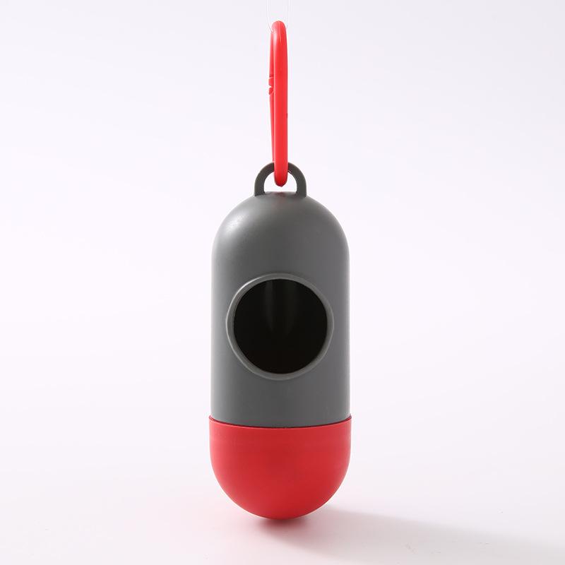 Portable Pet Waste Bag Dispenser Pill Shape Bullet-Shaped Garbage Box Cats Dogs Poop Extractive Clean-Up Bags Outside Walking