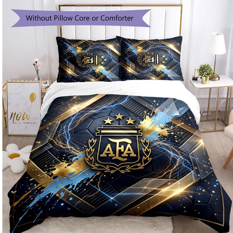 Argentina Football Printed Bedding 3 Piece Set Cozy Breathable Bed Cover Set As Housewarming Holiday Gift