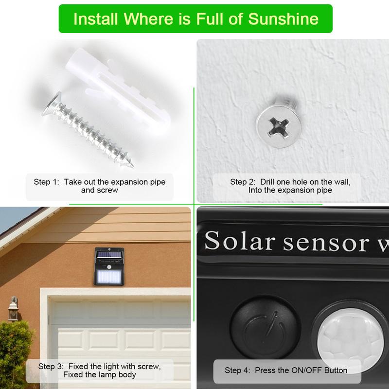 100 LED Solar Light Outdoor Solar Lamp Powered Sunlight Waterproof PIR Motion Sensor Street Night Light for Garden Decoration