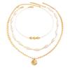 Fashion creative ocean style scallop pendant necklace fashion personality soft pottery imitation pearl stacked collarbone chain women