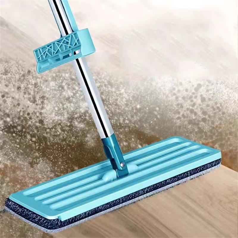 Dual Floor Mop Wet Dry Use Microfiber Free Hand Washing Flat Cleaning Tile Mop For Home Use Blue