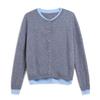 Women's Elegant Color Block Cashmere Cardigan - Round Neck, Loose Knitwear for Autumn/Winter 2025.