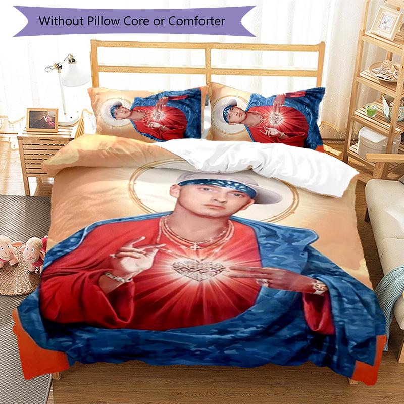 Eminem 3pcs Bedding Set Duvet Cover Closure Includes 1 Duvet Cover & 2 Pillowcases for All Seasons Bedroom Home Dorm Decor