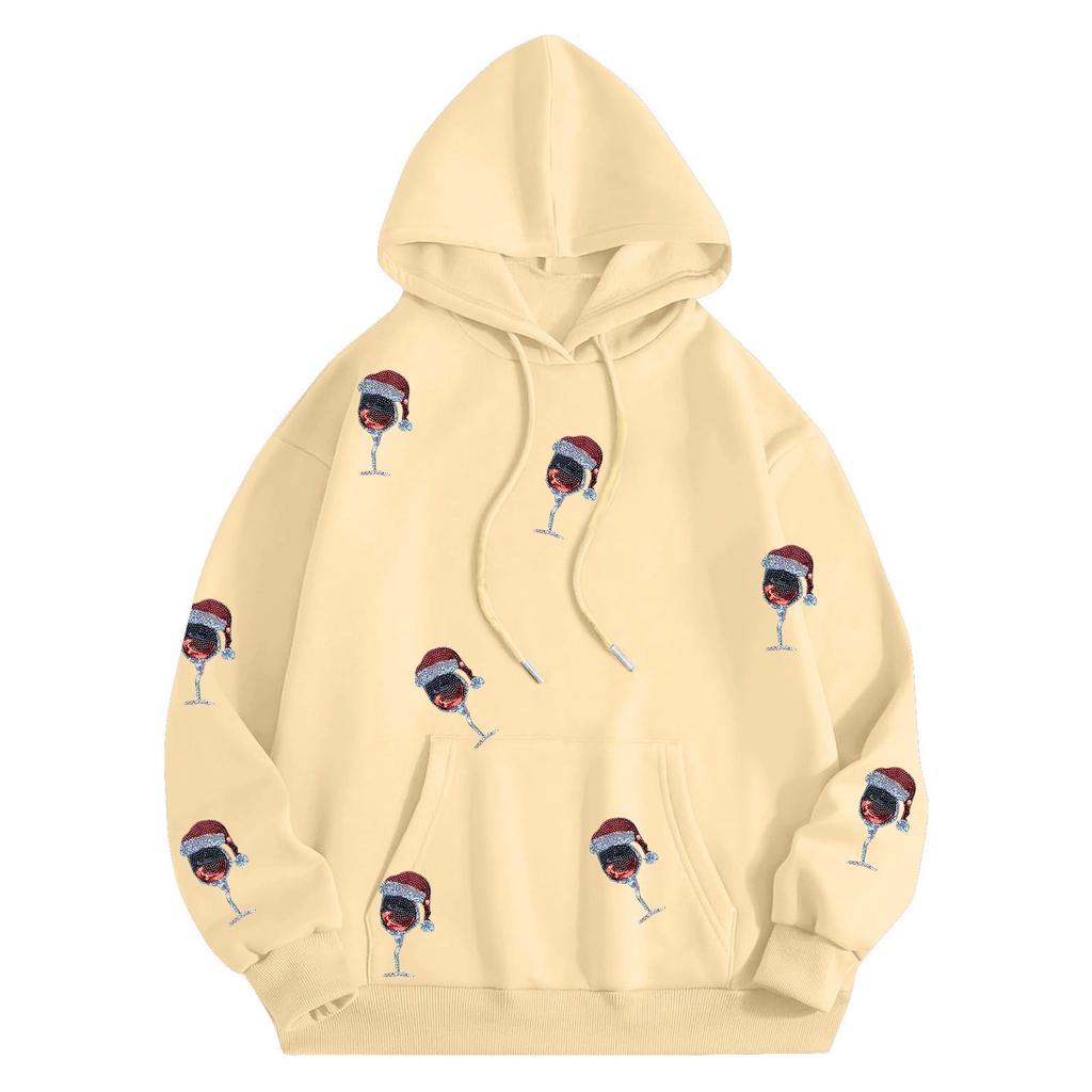 Women's Fashion Long-sleeved Christmas Print Casual Oversized Pullover Hoodie Top