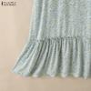 ZANZEA Women Casual Square Collar Summer Short Sleeve Floral Dress