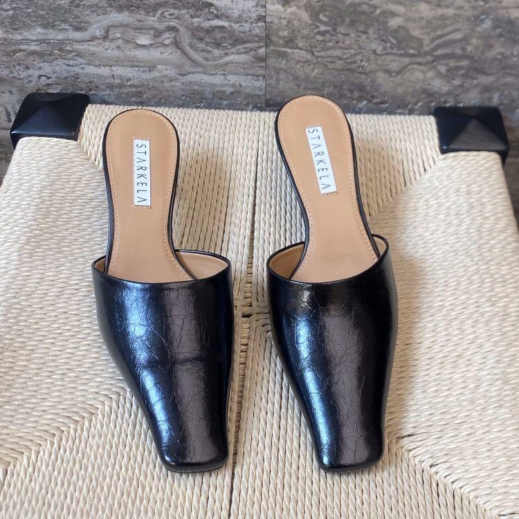 2025 Frühling und Sommer Französische Tasche Kopf coole Hausschuhe Damen tragen High Heels dünne Absätze Muller eckiger Kopf halbe Hausschuhe High Heels Hausschuhe