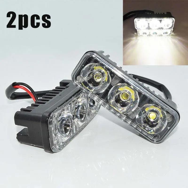 Car Motorcycle LED Daytime Running Light Turn Signal Lamp 3LED Work Lights 800LM High Brightness Auto Exterior Accessories