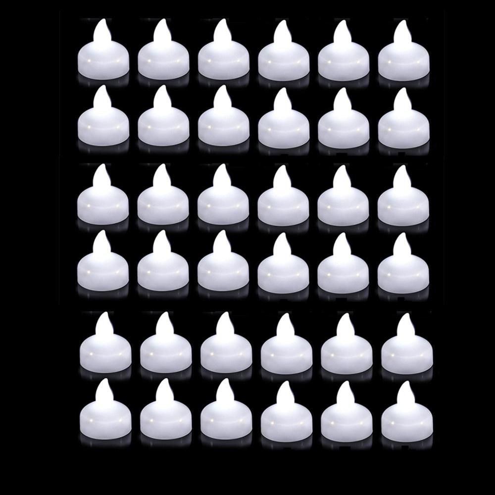24/36pc Flameless Floating Candles Waterproof LED Tea Lights Battery Operated Flickering Candle for Wedding Birthday Party Decor