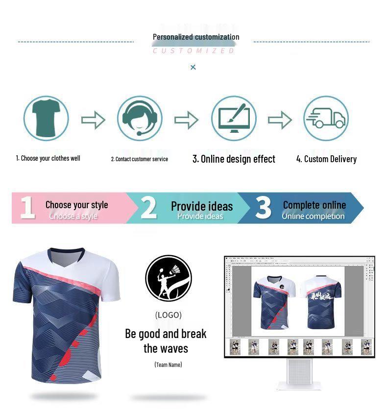 Unisex Schnelltrocknendes Badminton- & Tennis-Sommer-Trikotset