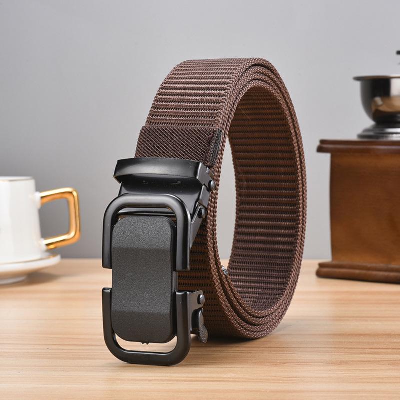 Men's Nylon Automatic Buckle Tactical Belt - Versatile, Toothless, Outdoor Canvas Waist Belt