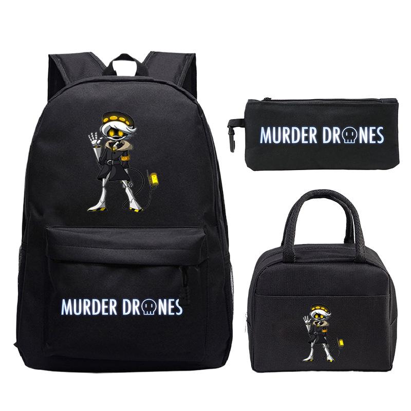 Murder Drones Cartoon Printed Children's Backpack Set Student School Bag Lunch Bag Casual Pencil Bag