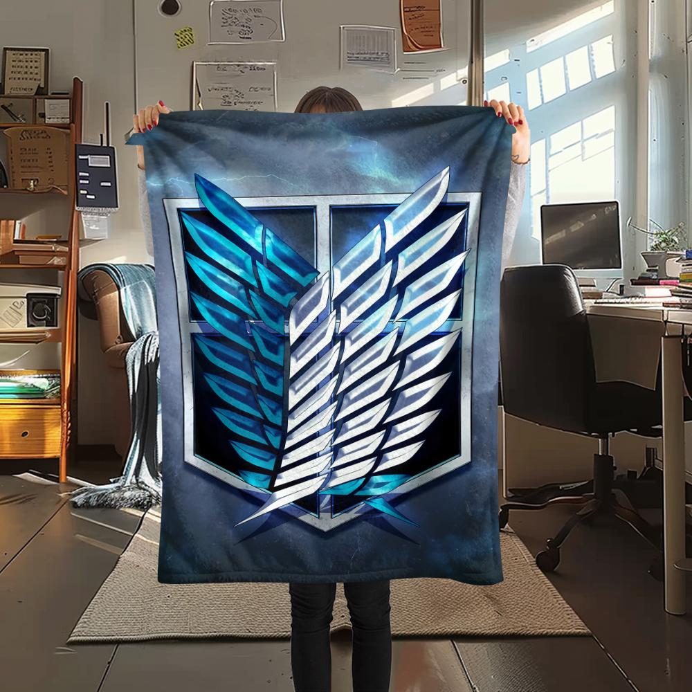 1PC Attack on Titan Print Flannel Blanket, High quality All Seasons, Home Decor, Warmth and Comfort, Perfect for Christmas Gifts