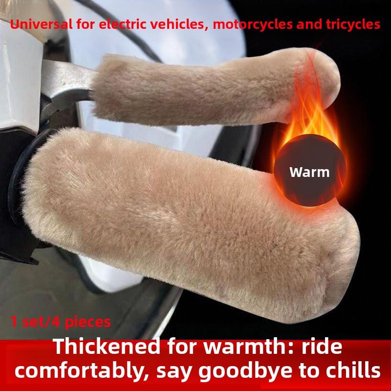 Electric Battery Bicycle Handlebar Cover, Tricycle Plush Warm Bicycle Handlebar Cover, Winter Motorcycle Hand Guard, Winter Style