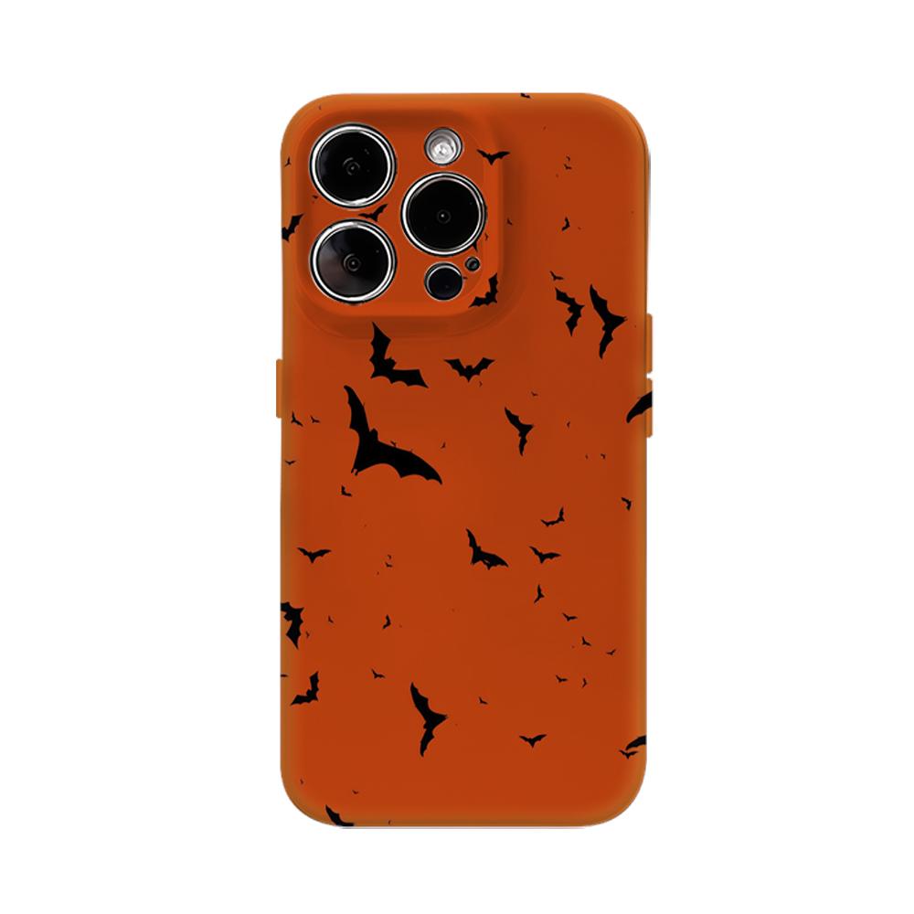 

Halloween Bat Swarm Orange Phone Case for IPhone 16 15 14 13 12 11 X XS XR XSMAX 7 8 Pro Max Plus Double-layer Back Cover IPHONEXSMAX