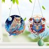 Owl 5D DIY Diamond Painting Dots Pendant DIY Diamond Art Pendant Kit Diamond Painting Hanging Pendant for Garden Window Decor