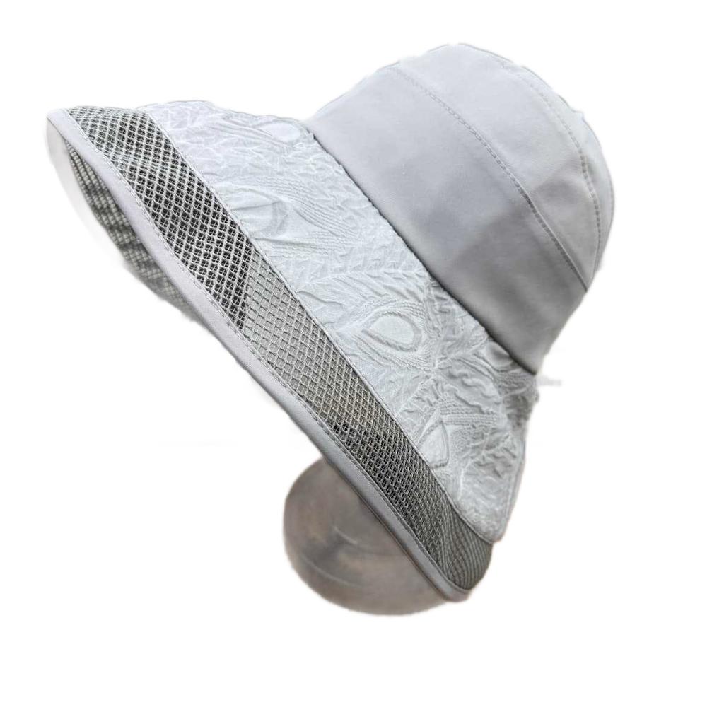 Commuting versatile mesh sunscreen cap, summer texture splicing big eaves hat, UV protection breathable portable bucket hat