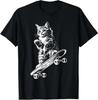 Funny Cat Skateboard Skater Graphic T-Shirt