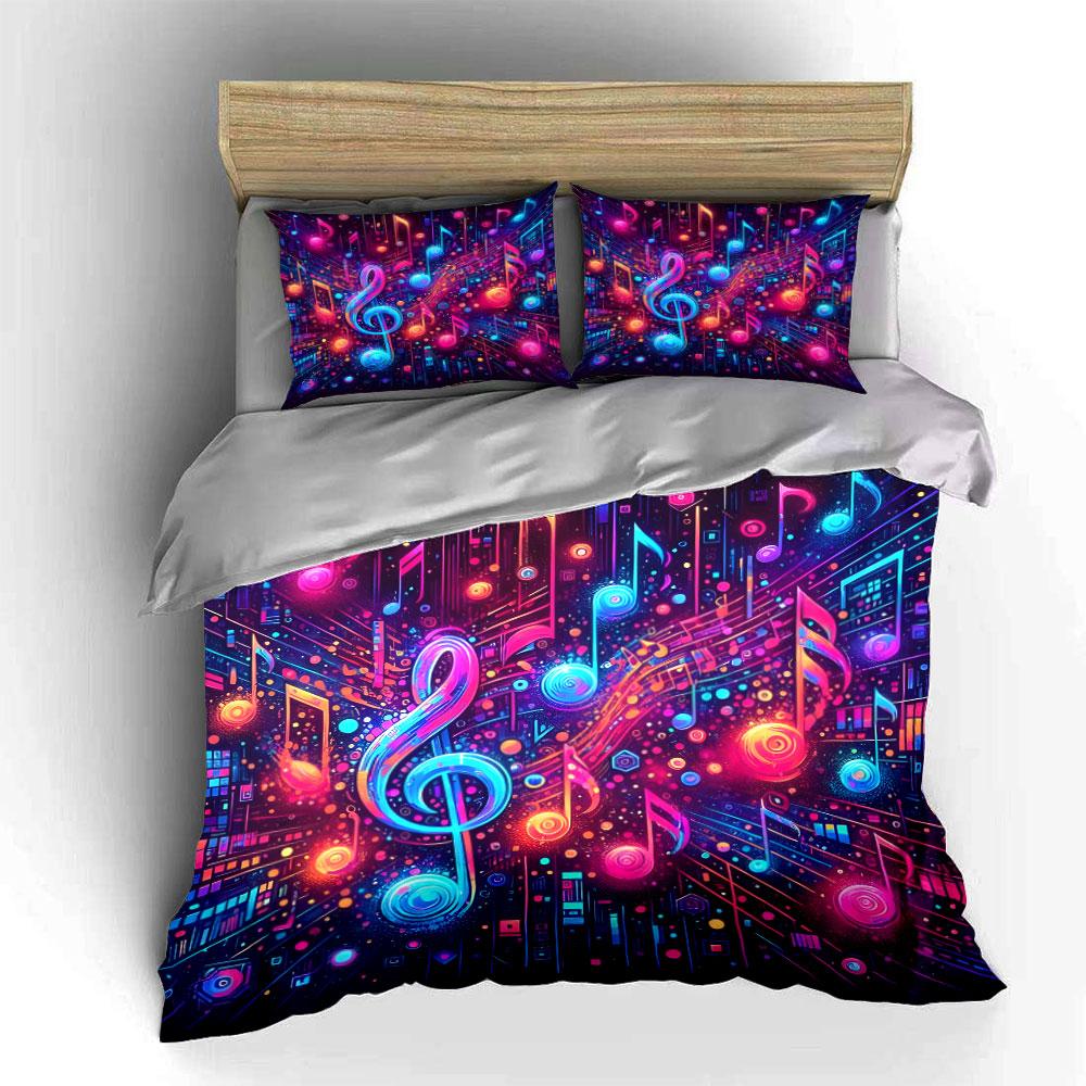 Colorful Musical Decor Set Bedding Set with 1 Duvet Cover 2 Pillowcases Single Double King Queen Gift