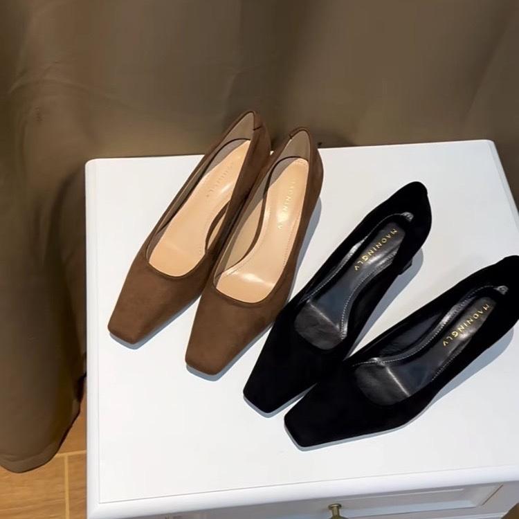 Fashion High Heels Women Square Toe Shoes Chunky Fashion Sexy Shallow Shoes Pumps Woman New 2025 Trend Spring Cozy Elegant Sandals Mujer