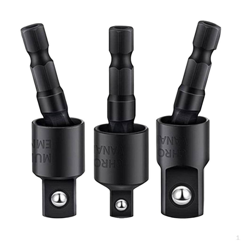 3 Piece Power Drill Socket Adapter Set, Hex Shank Set