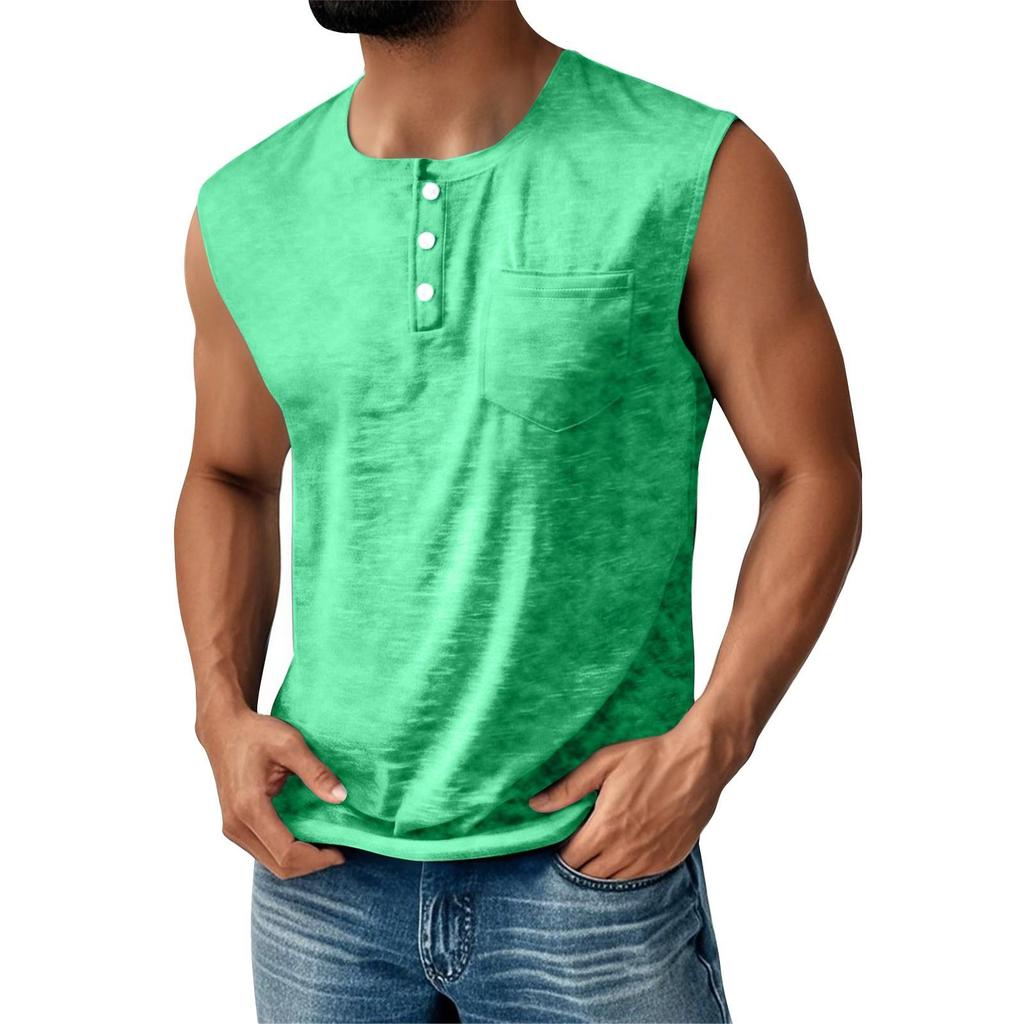 Gilet Estivo da Uomo Monocolore con Tasca Bottoni Sportivi Gilet Sportivo Casual da Uomo