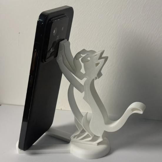 Přenosný mobilní stojánek 3D tištěný držák na telefon, Jednodílný tvarovaný stojánek, Odolný držák ve tvaru šplhající kočky, Stabilní podpora pro sledování videí