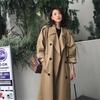 Módní klopa Dámský trenčkot Topcoat Dvouřadé Ležérní kabát Podzim Zima Svrchní oděv Pás Větrovka Bunda Khaki Černá