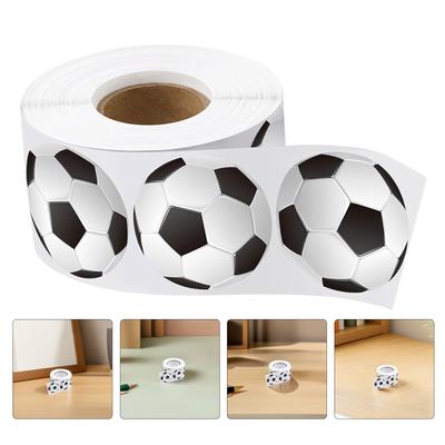Self-Adhesive Soccer Ball Stickers 500pcs/roll – 1 Inch Waterproof Sports Ball Labels for Party Favors Scrapbooking Cookie Bags