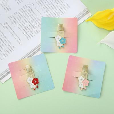 Cherry Blossom Metal Pen Holder Clip Portable Notebook Spring Pen Clips Paper Fix Clip Creative Bookmark Pen Accessories
