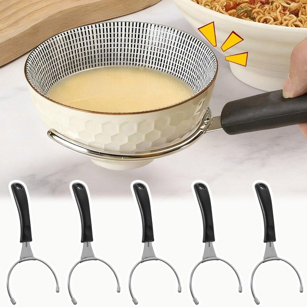 Stainless Steel Soup Bowl Fork Anti-Scalding Bowl Tongs Bowl Gripper  for Serving Hot Pots
