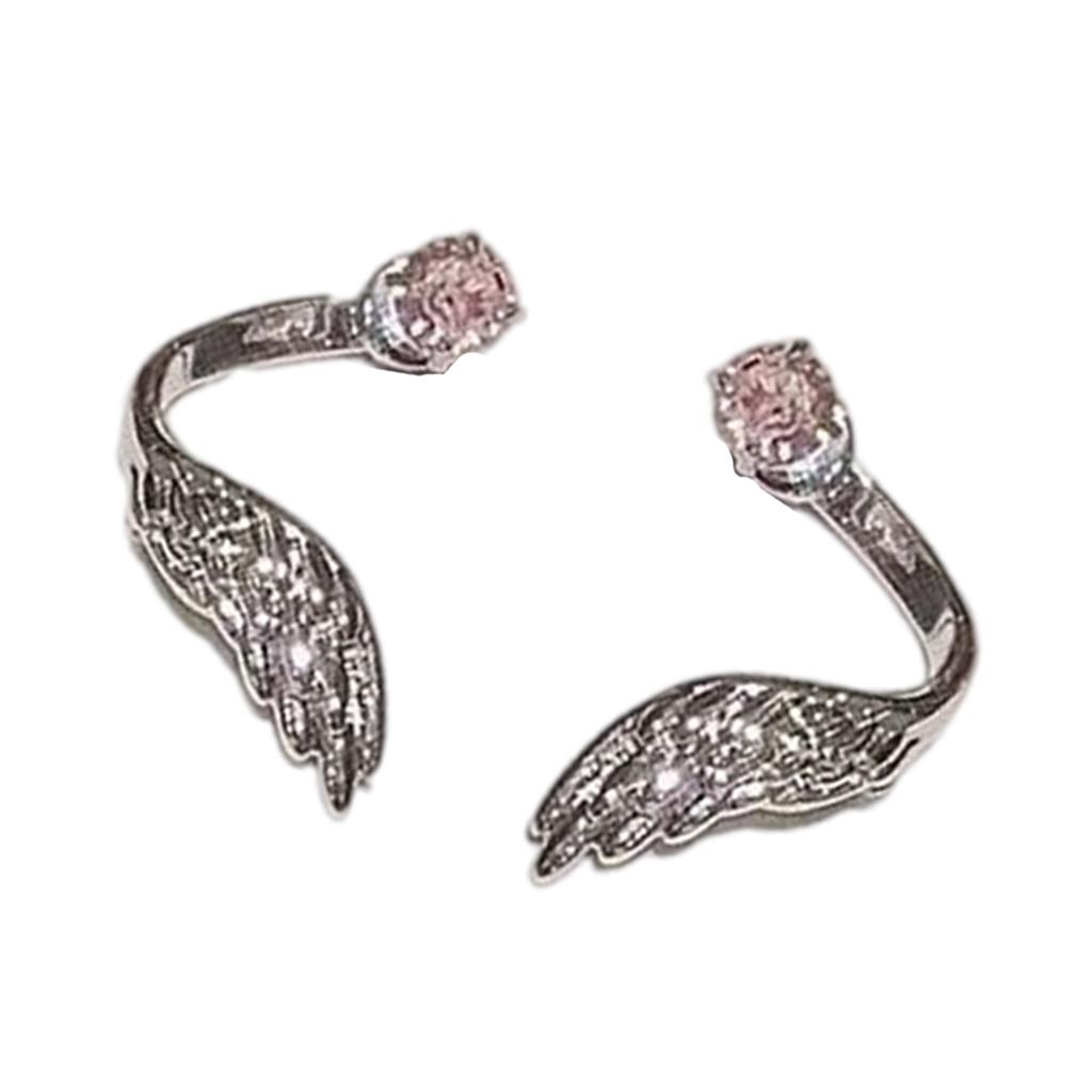 Angel Wing Twisted Rhinestones Studs Earrings Crystal Embellished Wing Ear Bone Nail Alloy Jewelry For Sensitive Skin
