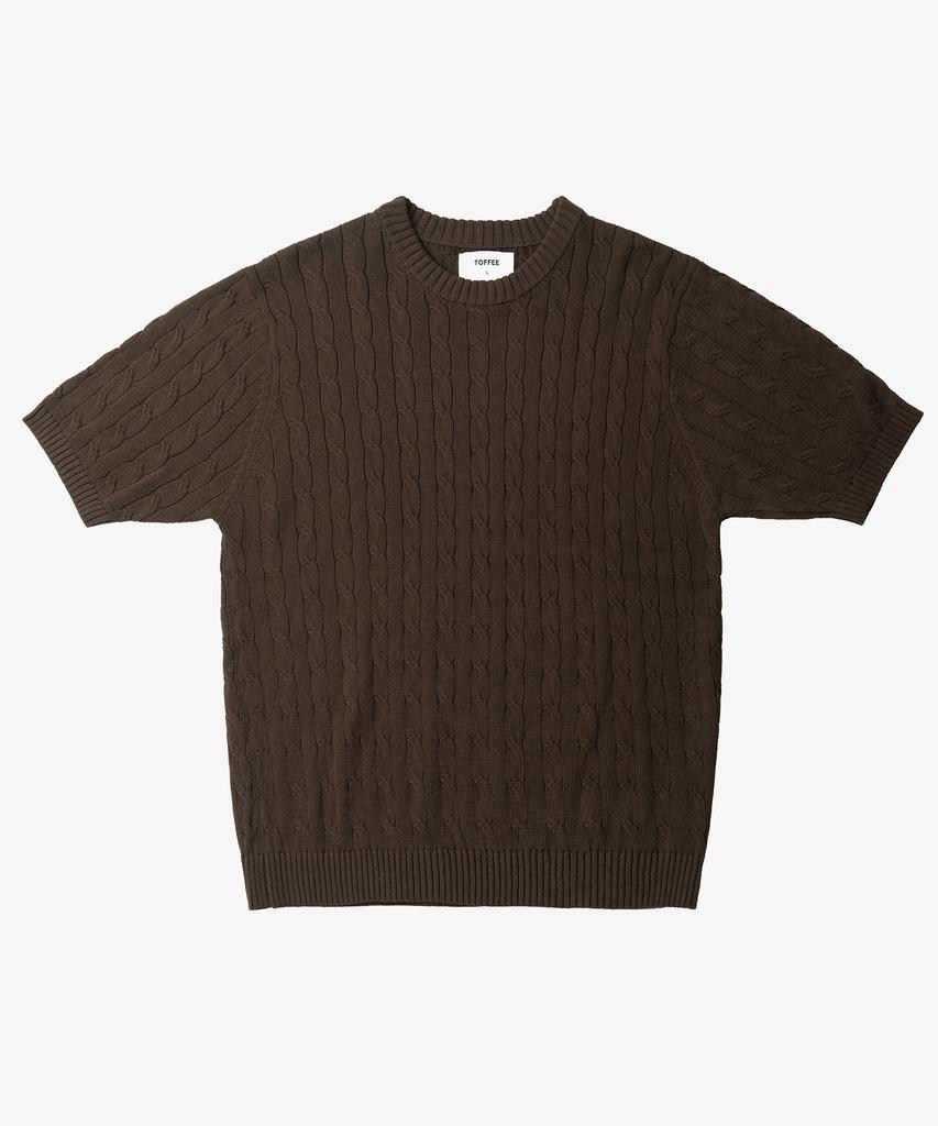 TOFFEE [2Pack] Classic Cable Round Neck Half Knit (5 Colors)