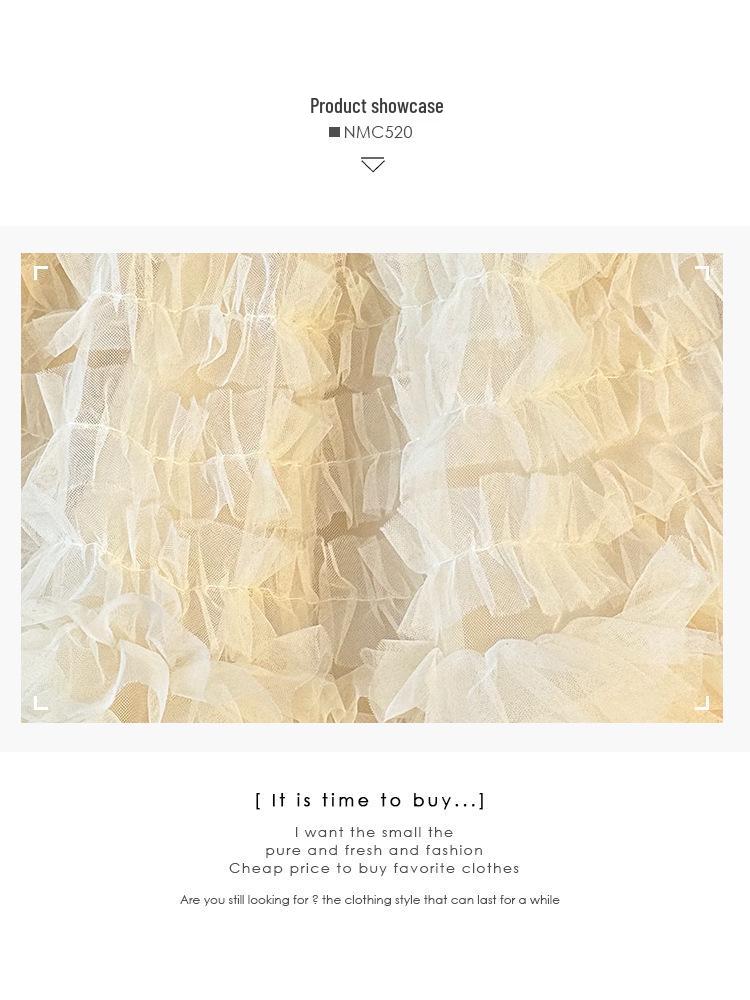 Korean Ballet-Inspired High-Waisted Ruffled Mesh A-Line Layered Skirt for Women, Autumn 2025
