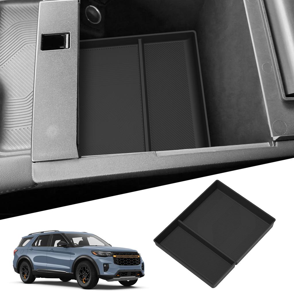 Smabee Left Drive for Ford Explorer 2026 TPE Center Console Armrest Bottom Storage Tray Insert Car Interior Accessories Black