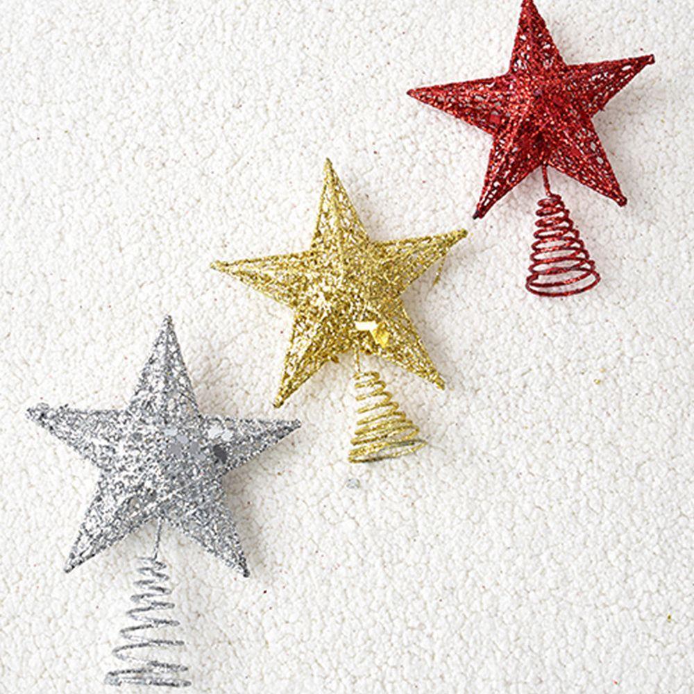 Home Navidad Glitter Iron Gold Christmas Decoration Christmas Tree Top Star Tree Ornaments