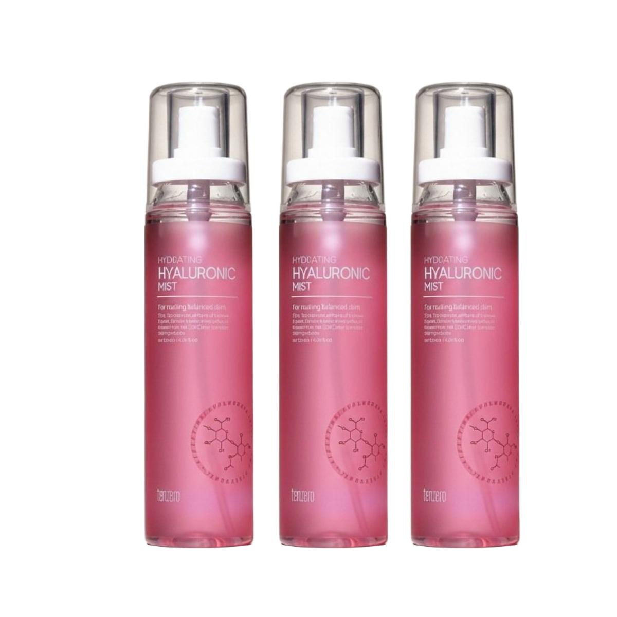 TENZERO Hydrating Hyaluronic Acid Mist - Instant Moisture Boost & Dewy Glow - 120ml (Pack of 3)