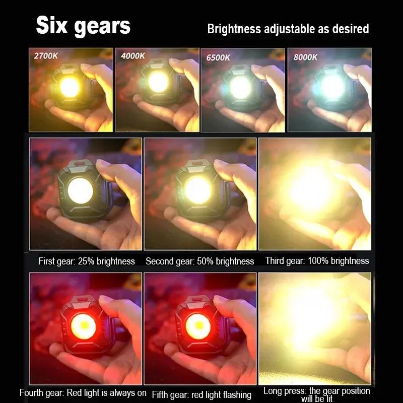 COB Keychain Flashlight with Magnetic Base,Mini Camping Lantern for Outdoor EmergencyRepair, Hiking, Portable LED Work Light