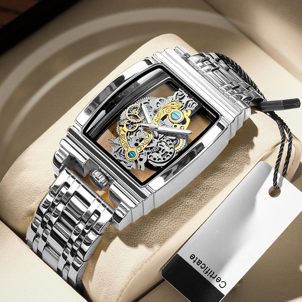 

Модные часы с полым корпусом для мотоцикла и коробки передач Tourbillon Leather Watch, мужские персонализированные водонепроницаемые светящиеся часы