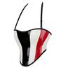 JYL TS PU leather neck hanging black, white, and red color patchwork chest support sexy top