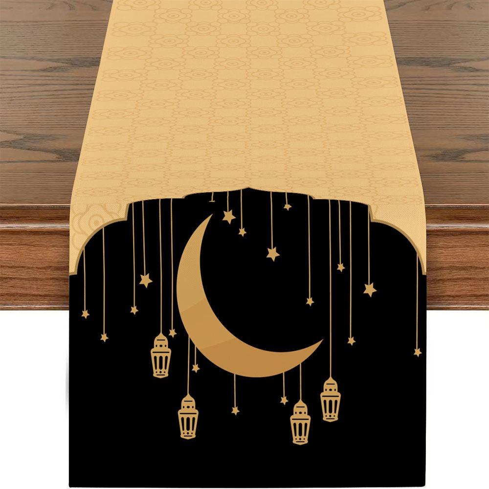 Multicolor Eid Mubarak Table Runner 33*180cm Dinning Table Decor Ramadan Decor Tablecloth Moon Castle Flower Rectangle