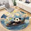1pc Panda Starry sky Office Round Area Rug, Indoor Mat Suitable For Office, Under Office Chairs Bedroom Living Room Home Decor, Room Deco 011