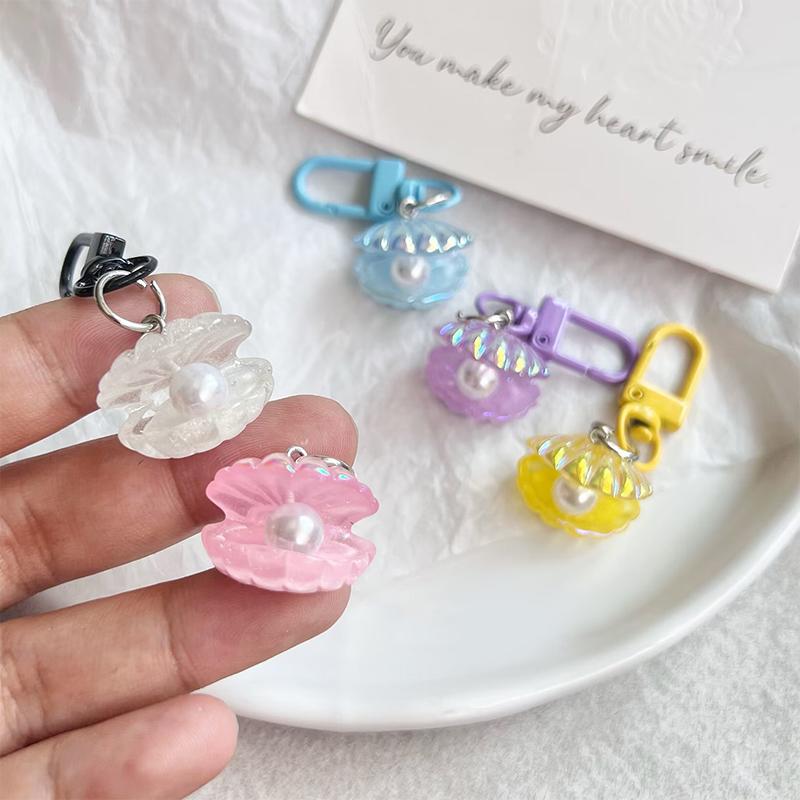 Cute Pearl Shell Keychain Pendant Keyring For Girls Backpack Charm Headphone Case Pendant Accessorie Creative Gifts