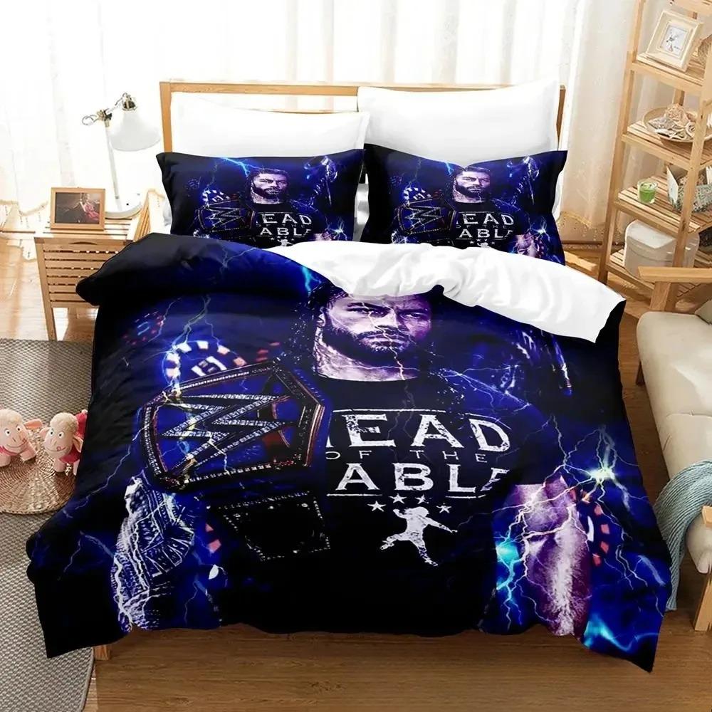 3D-Druck Wrestler Roman Reigns Bettwäsche-Set für Jungen und Mädchen, Twin Queen King Size, Bettbezug, Kissenbezug, Bett für Jungen und Erwachsene