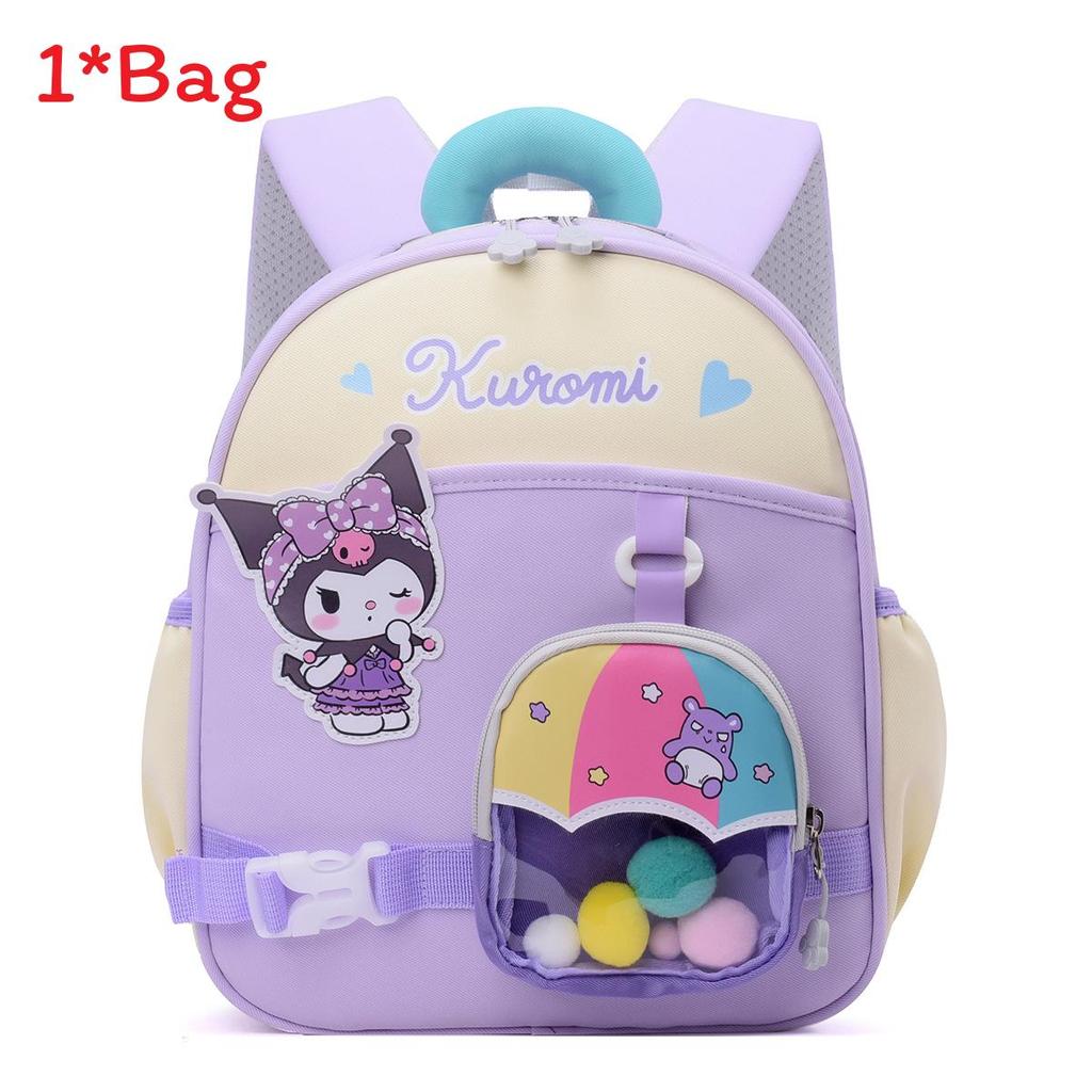 Cartoon Kids Kuromi Capybara Backpack With Breathable Oxford Fabric For School Use LightPurple