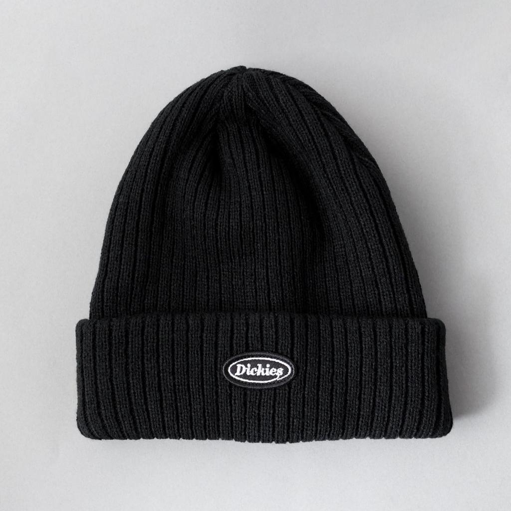 Dickies CALIF Ribbed Knit Cap with Logo Unisex Acrylic Solid Size 874 Size Fits Black Patch, Beanie, Color, (One All, (01))