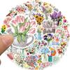 50 Pcs Potted Flower Stickers Cartoon Vinyl Waterproof Plants Sticker for Laptops Water Bottles Flower Pots Vases Guitar Decals